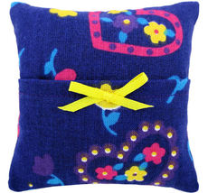 Tooth Fairy Pillow, Purple, Flower &amp; Heart Print Fabric, Yellow Ribbon Bow Trim  - £3.98 GBP
