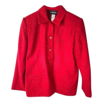 Sag Harbor Womens Blazer Jacket Red Waist Length Button Up Pockets Colla... - £24.01 GBP