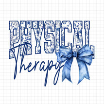 Physical Therapy PNG, Floral Toile Blue Water Color Coquette Bow Clipart... - $2.50