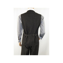 Men Denim Suit Royal Diamond 3 Piece vested Wide Leg Pleated Pants Den2 black image 7