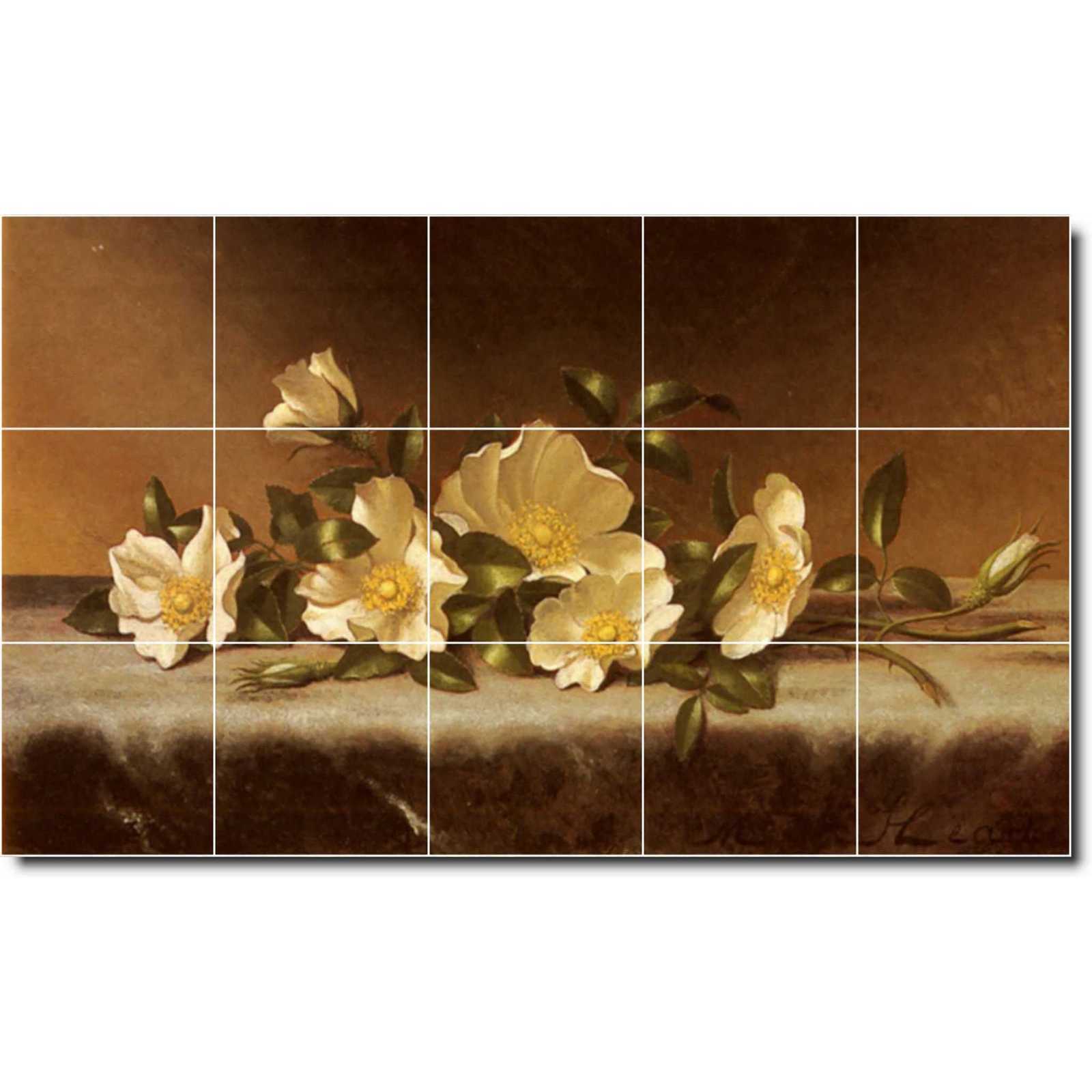 Heade martin cherokee roses on a light gray cloth