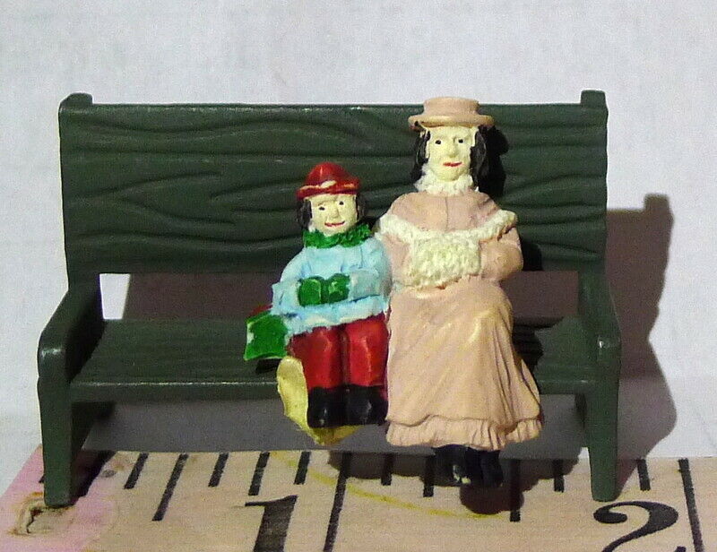 Grandeur Noel Village Noel Victorian Park Bench and  Mom Child miniature - £11.63 GBP