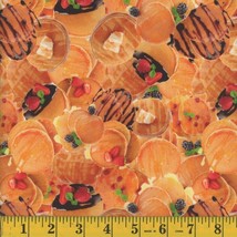 Cotton Breakfast Pancakes Breakfast Food Fruit Fabric Print by the Yard D572.58 - £10.35 GBP