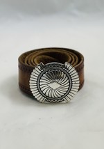 Vintage Original Sterling Silver And Brown Leather Belt Buckle - £293.28 GBP