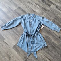 Time And Tru Women's Denim Sleeveless V-neck 1/4 Button Dress Size L 12-... - $24.74