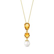 Galaxy Gold 14K Solid White Gold Pearl & Citrine Pendant Necklace, 20 Inch  Nat - $692.99