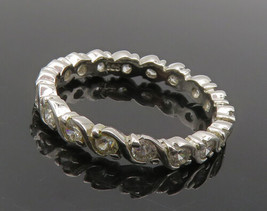 925 Sterling Silver - Shiny White Topaz Swirl Eternity Band Ring Sz 9 - ... - £22.28 GBP
