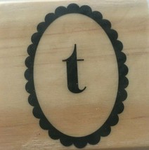 Michaels Rubber Stamp Paisley Monogram Letter T in Oval Scalloped Frame 2&quot; - $3.99