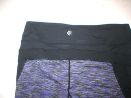 Womens Athleta Dark Purple Crop Pants Pilates Yoga Casual Large Space Dye Black  - $98.01