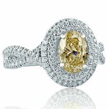 GIA Certified 1.72 TCW Very Light Brown Oval Diamond Engagement Ring 18k Gold - £3,520.11 GBP