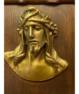 Vintage Jesus Christ Wall Plaque Head of Thorns on Wooden Board Flaws READ - $17.81