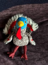 TY Gray Patterned Plush Turkey LURKEY Thanksgiving Holiday Stuffed Anima... - $7.69