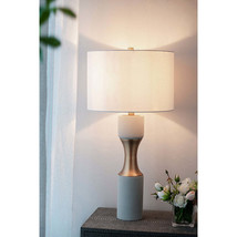 Industrial Cement And Metal Table Lamp White Gold Decor - €183,60 EUR