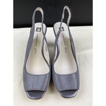 Anne Klein Women&#39;s Gray Sling Back Peep Toe Shoes/Heels 3.75&quot; Size 8 SKU 5116 - $28.46