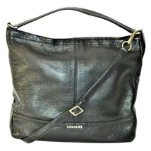 Coach Vermillion Black Pebbled Leather Zipup Tote Satchel Bag Purse Dual Straps - £113.90 GBP