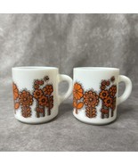 2 Anchor Hocking Milk Glass with Orange Flowers Mugs - $21.49