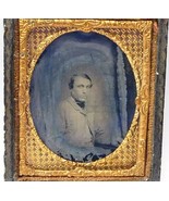 Antique Vintage 1850-s Victorian Picture in Original Gilded Frame Case. - $127.71