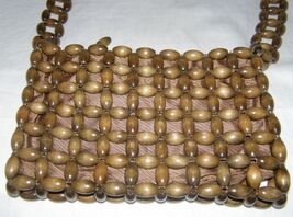 VINTAGE 1960’s BEADED MACRAMÉ JOINED OPEN PATTERN WOODEN BEADS SHOULDER ... - $4.95