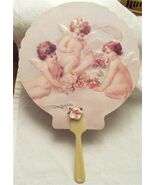 Valentine Paper Fan Embossed Cherubs Roses Scalloped Edge Reproduction - $12.86