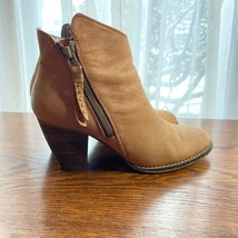 Steve Madden Boot Womens 7 Brown Leather Whysper Side Zip Ankle Bootie Shoe 2.5&quot; - £21.15 GBP