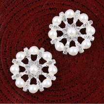 10pcs Silver Tone 23mm Round Diamante Crystal Glass Rhinestone,Metal Buttons - £12.66 GBP