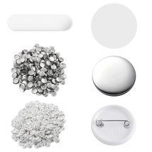 500 Packs 32Mm Button Badge Set Pin Back Parts Round Badge Making Supplies - £59.14 GBP