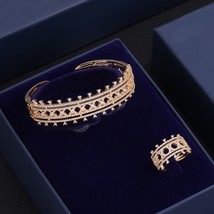 Fashion Unique Zircon Baguette Bracelet &amp; Ring Geometic Hollow Out Design Cuff B - £53.32 GBP