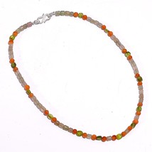 Natural Carnelian Peridot Carnelian Gemstone Smooth Beads Necklace 17&quot; UB-6672 - £7.82 GBP