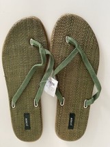 J.Crew Flip Flops Sandals Womens Size 8 Green Suede Rattan Casual Preppy... - £14.85 GBP