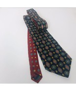 Tommy Hilfiger Mens Necktie Italian Silk Blue Green Crest Gold Made In USA - $25.41 CAD
