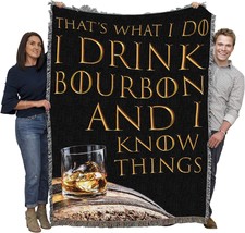 The I Drink Bourbon And I Know Things Blanket Is A Woven Cotton Throw That Is - $72.61