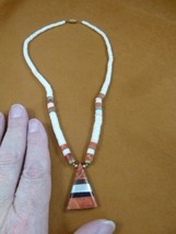 cj-34) Mother of pearl + coral pendant aceh cow bone heishi bead necklace lot - £127.83 GBP