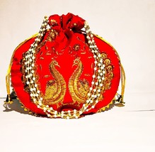 Rajasthani Potli Bag |Stylish Bag Women | Ethnic Handbags Embroidery red - $34.00 CAD