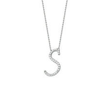 925 Sterling Silver CZ Initial Letter S Necklace Adjustable 16&quot;-18&quot; All Letter - £72.38 GBP