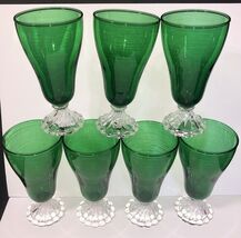 SET Of 7 Vtg ANCHOR HOCKING Emerald GREEN BOOPIE WATER ICE TEA GLASSES G... - $82.00