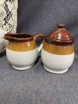 Vintage 1980’s Set Of Brittany Stoneware Creamer And Sugar With Lid EUC - $11.88