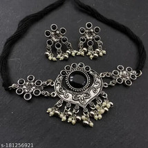 Indian Oxidised Jewelry German Silver Plated Party Wear Set Kundan - $3.71