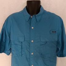 World Wide Sportsman Vented Fishing Shirt XL Blue Short Sleeve - £11.76 GBP