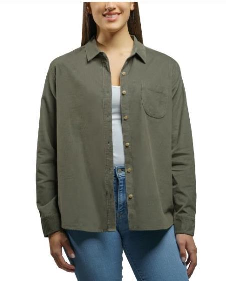 Jachs Womens Shirt Green Girlfriend Button-Up Long Sleeves Stretch Comfortable Item image 4
