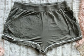 Women&#39;s Pol Green Elastic Waist Cotton Blend Shorts ~L~ - £5.42 GBP
