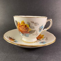 Vintage Royal Vale bone china cabbage rose design teacup and saucer - $8.15