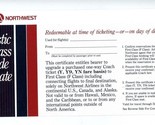 Northwest Domestic First Class Upgrade Certificate expired in 1987 Unusa... - £12.77 GBP