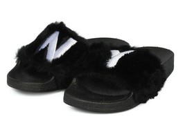New Women Faux Fur NY - new York Open Toe Slip On Footbed Slide -17849 B... - $9.94