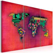 Tiptophomedecor Stretched Canvas World Map Art - The World Is Mine 3 Piece - Str - £63.94 GBP+