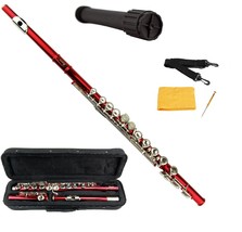 Merano Red Flute 16 Hole, Key of C with Carrying Case+Stand+Accessories - $89.99