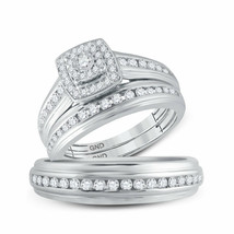 14kt White Gold Round Diamond Solitaire Matching Wedding Set - £1,267.33 GBP