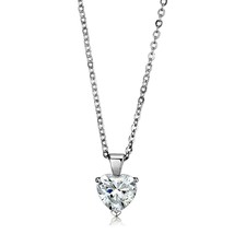 Women&#39;s 10mm Heart Cut Simulated Diamond Pendant Rhodium Plated Necklace 18&quot; - £40.30 GBP