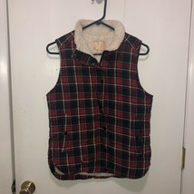 Skies Are Blue Sherpa Lined Plaid Vest Size Small - £17.11 GBP