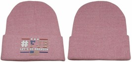 #FJB Let&#39;s Go Brandon USA Pink Polyester Knitted Printed Beanie Skull Cap - £12.57 GBP
