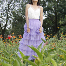 Purple Layered Tulle Maxi Skirt Women Custom Plus Size Fluffy Tulle Skirt image 7